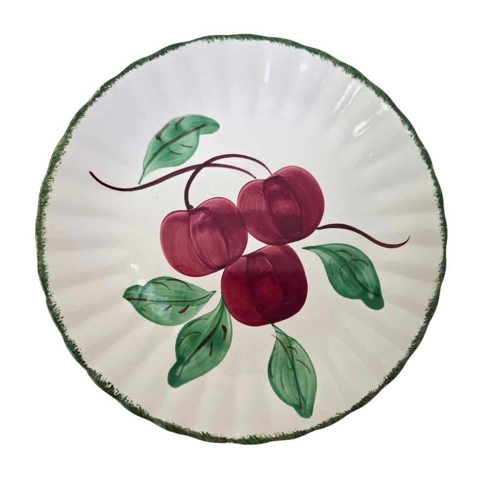 Vtg Blue Ridge Southern Pottery Red Apple Ruffle Ripple Edge Cottage Core